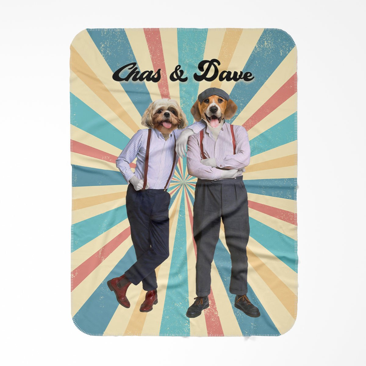 Chas & Dave: Custom Pet Blanket - Paw & Glory - Dog Portraits - Pet Portraits