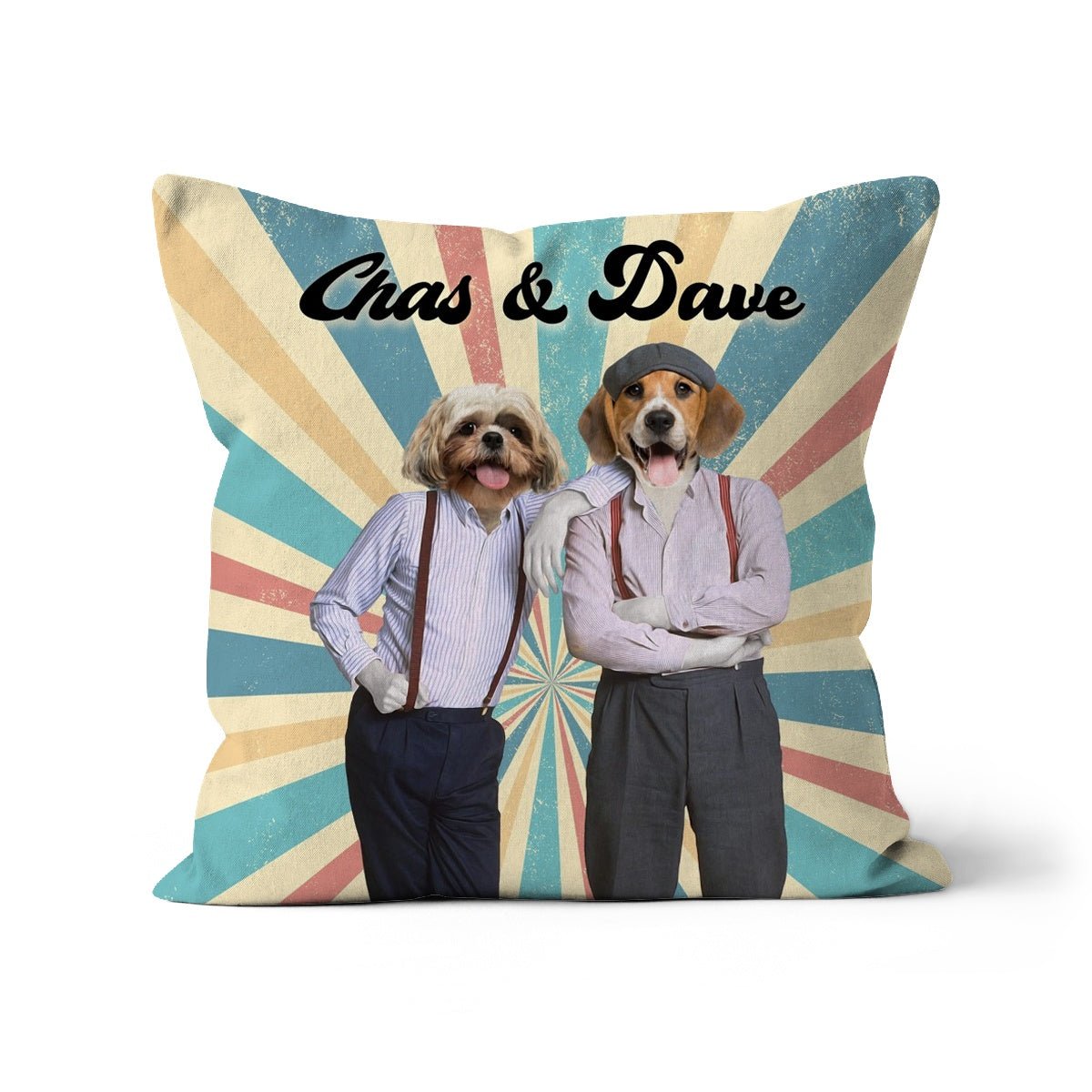 Chas & Dave: Custom Pet Pillow - Paw & Glory - Dog Portraits - Pet Portraits