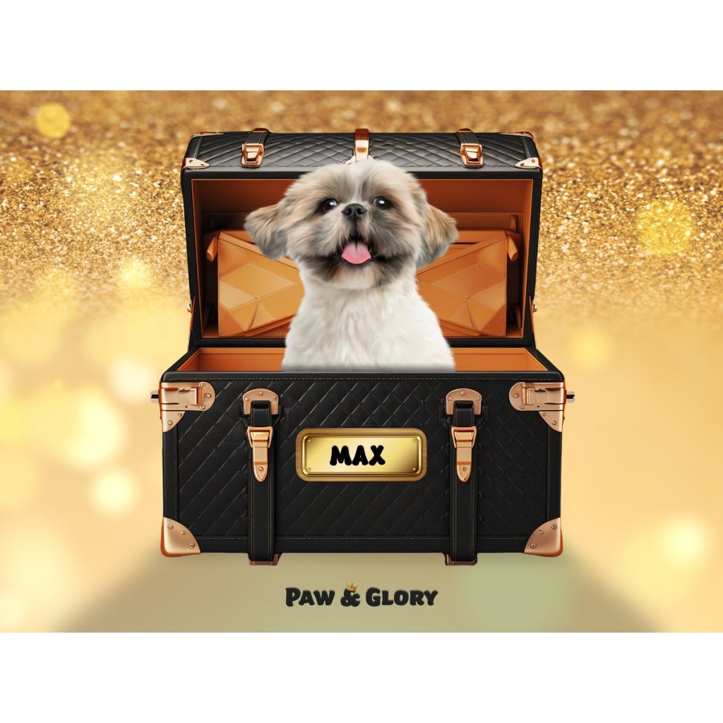 Chew - nel Luxury Trunk: Custom Digital Download Pet Portrait - Paw & Glory - Dog Portraits - Pet Portraits