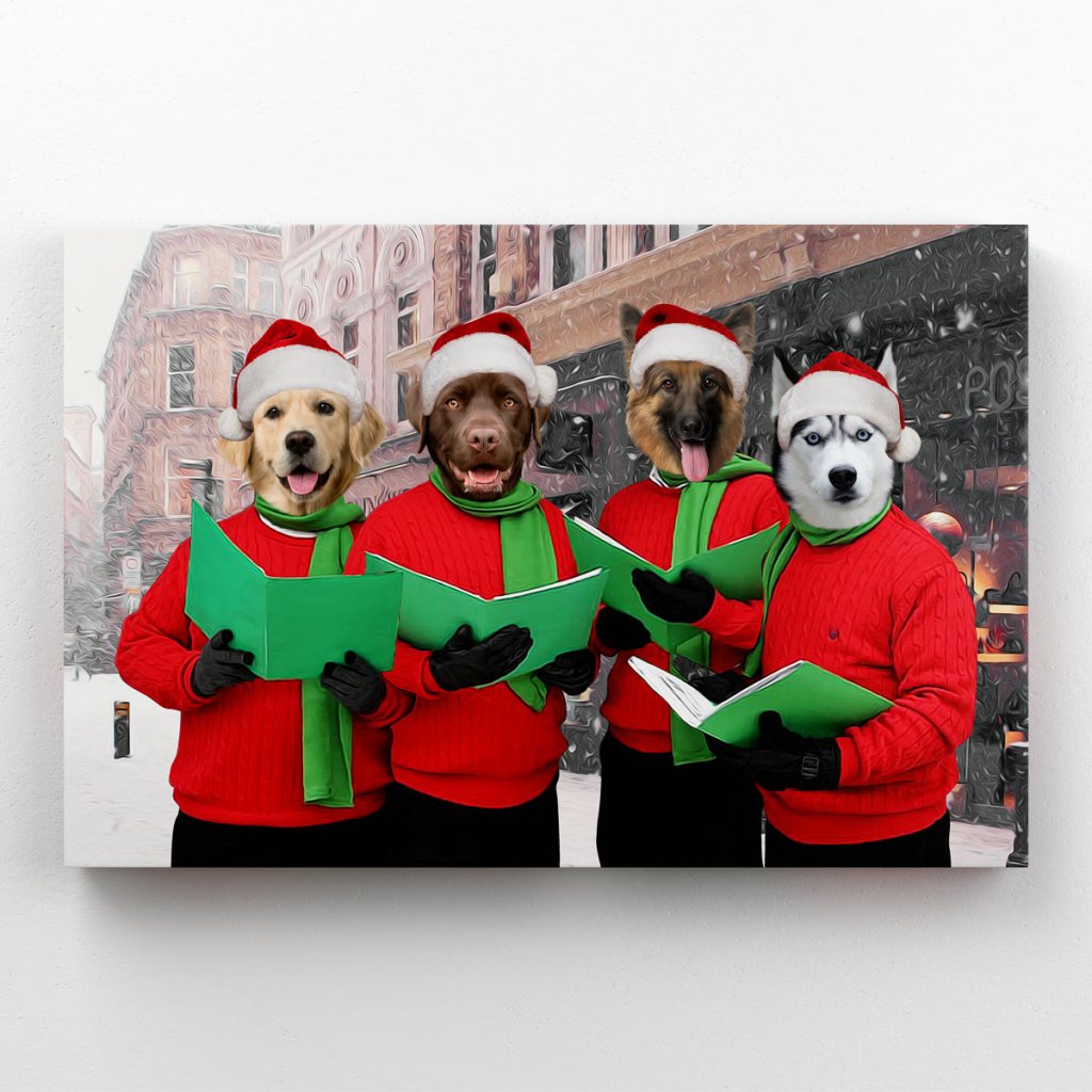 Christmas Cheer Choir: Custom Pet Canvas - Paw & Glory - Dog Portraits - Pet Portraits