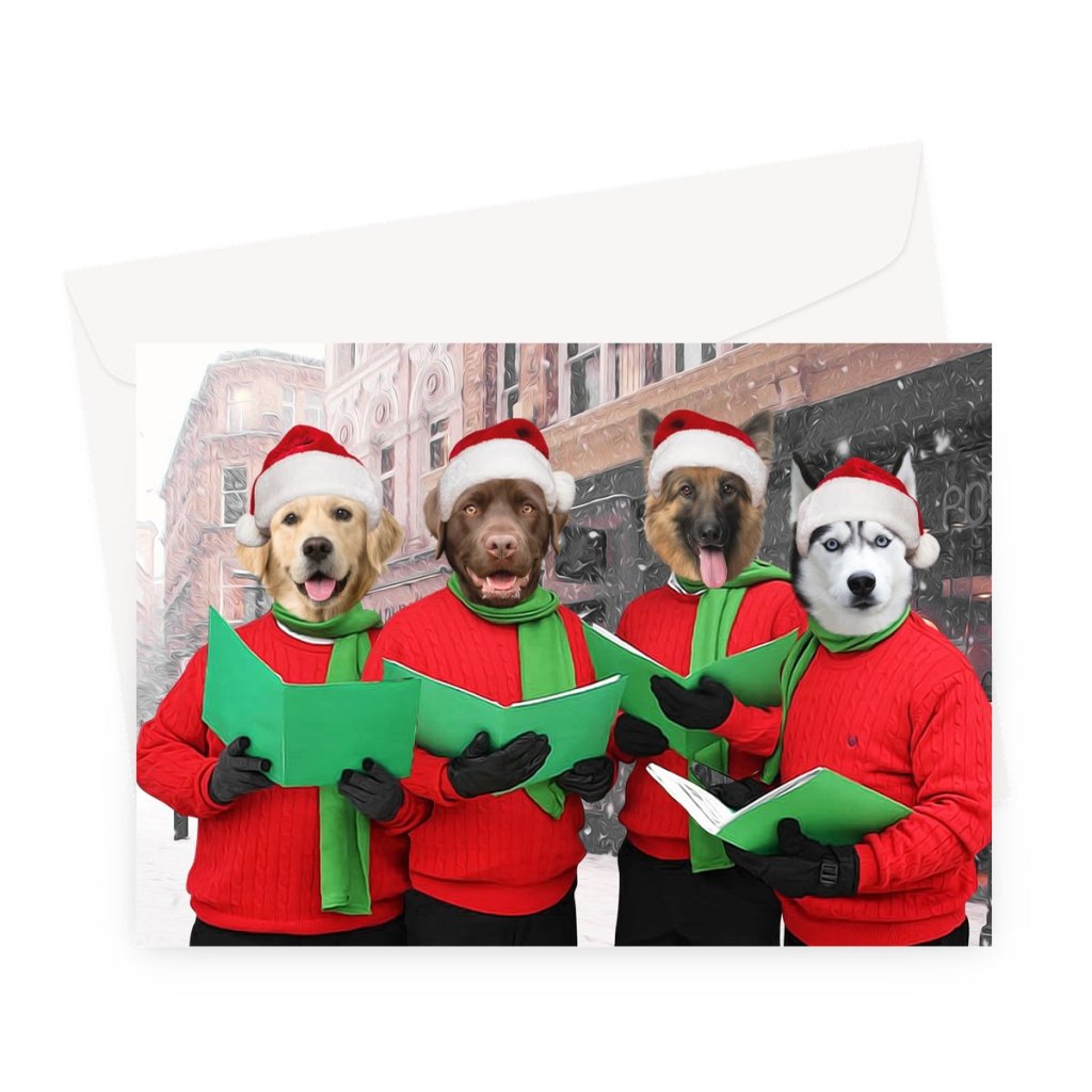 Christmas Cheer Choir: Custom Pet Greeting Card - Paw & Glory - Dog Portraits - Pet Portraits