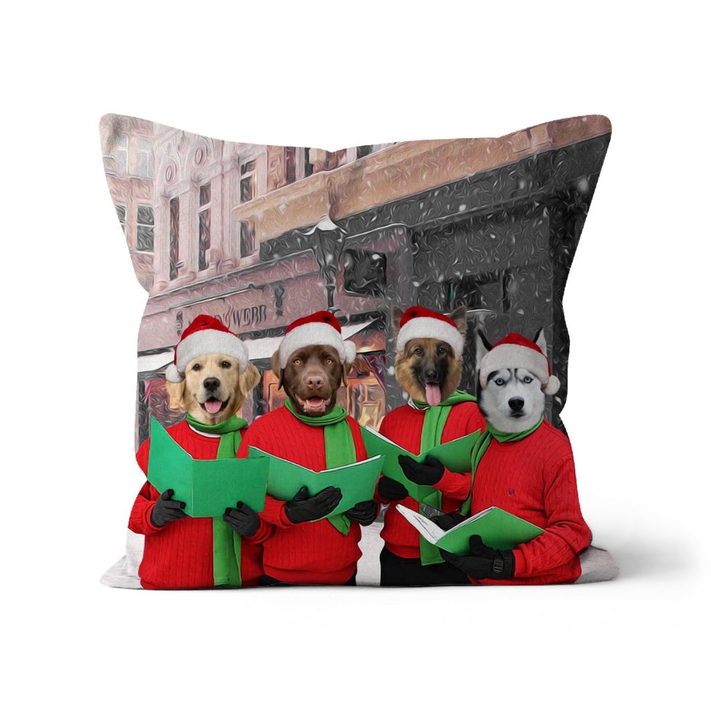 Christmas Cheer Choir: Custom Pet Pillow - Paw & Glory - Dog Portraits - Pet Portraits