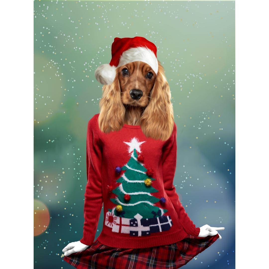 Christmas Jumper Chick: Custom Digital Download Pet Portrait - Paw & Glory - Dog Portraits - Pet Portraits