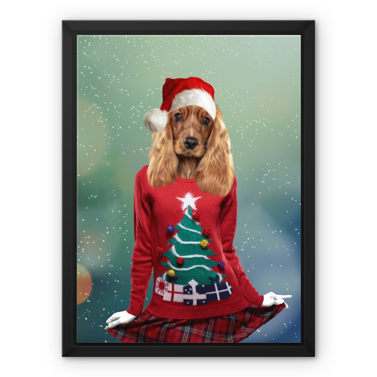 Christmas Jumper Chick: Custom Pet Canvas - Paw & Glory - Dog Portraits - Pet Portraits