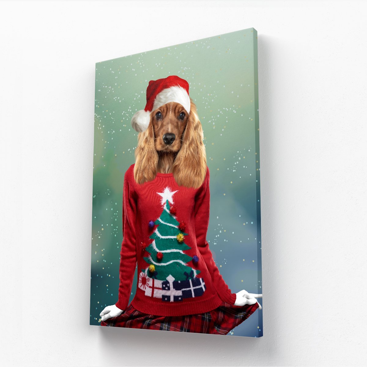 Christmas Jumper Chick: Custom Pet Canvas - Paw & Glory - Dog Portraits - Pet Portraits