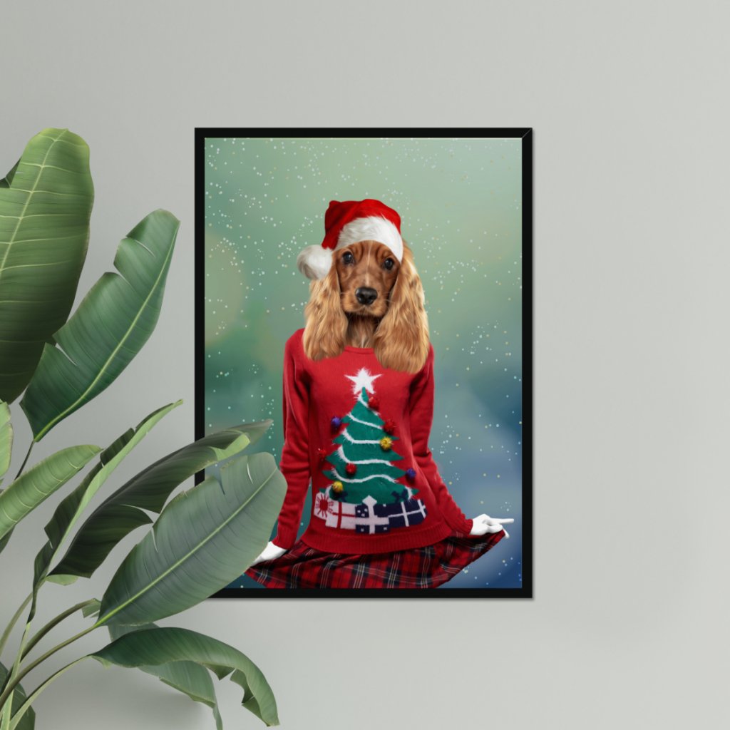 Christmas Jumper Chick: Custom Pet Portrait - Paw & Glory - Dog Portraits - Pet Portraits