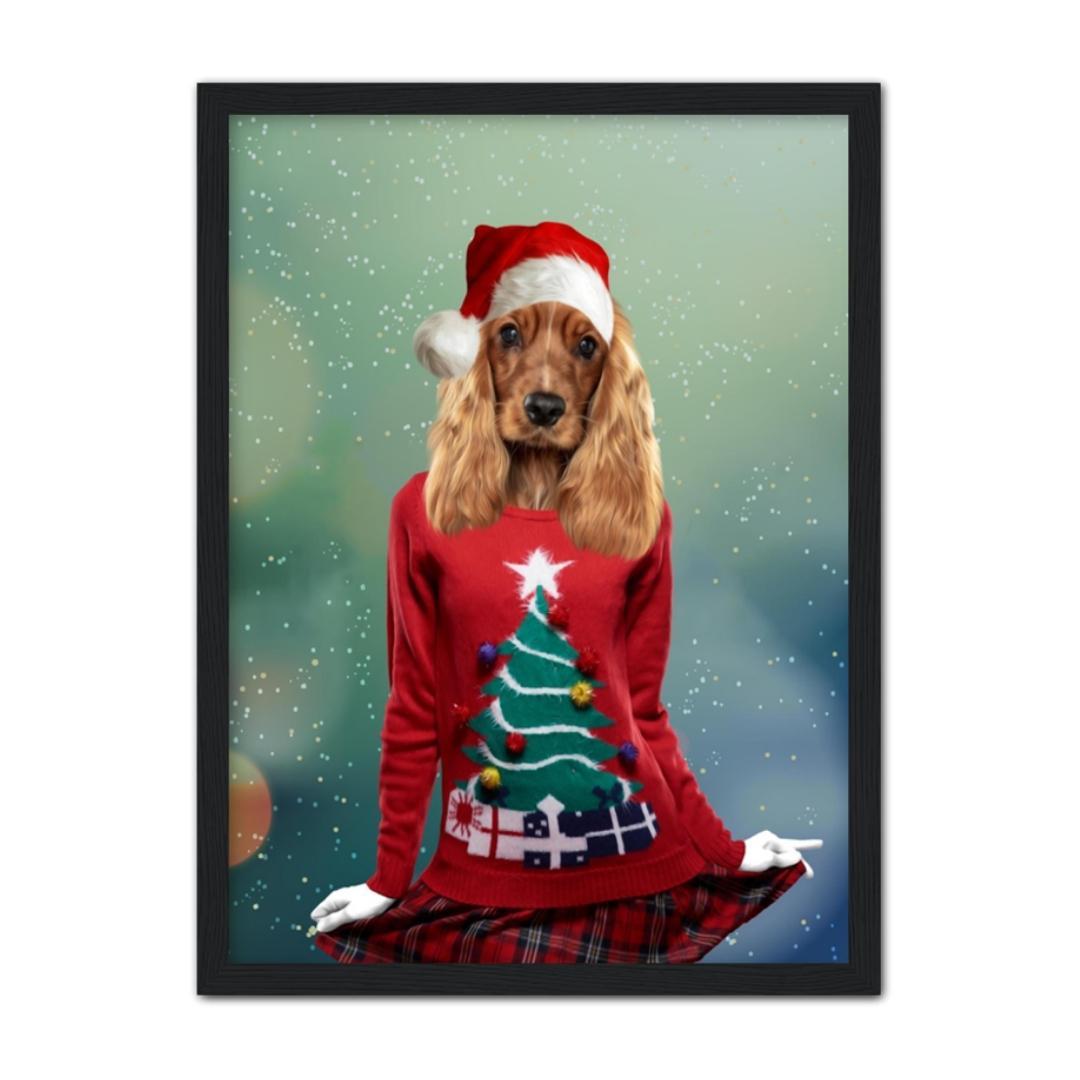 Christmas Jumper Chick: Custom Pet Portrait - Paw & Glory - Dog Portraits - Pet Portraits