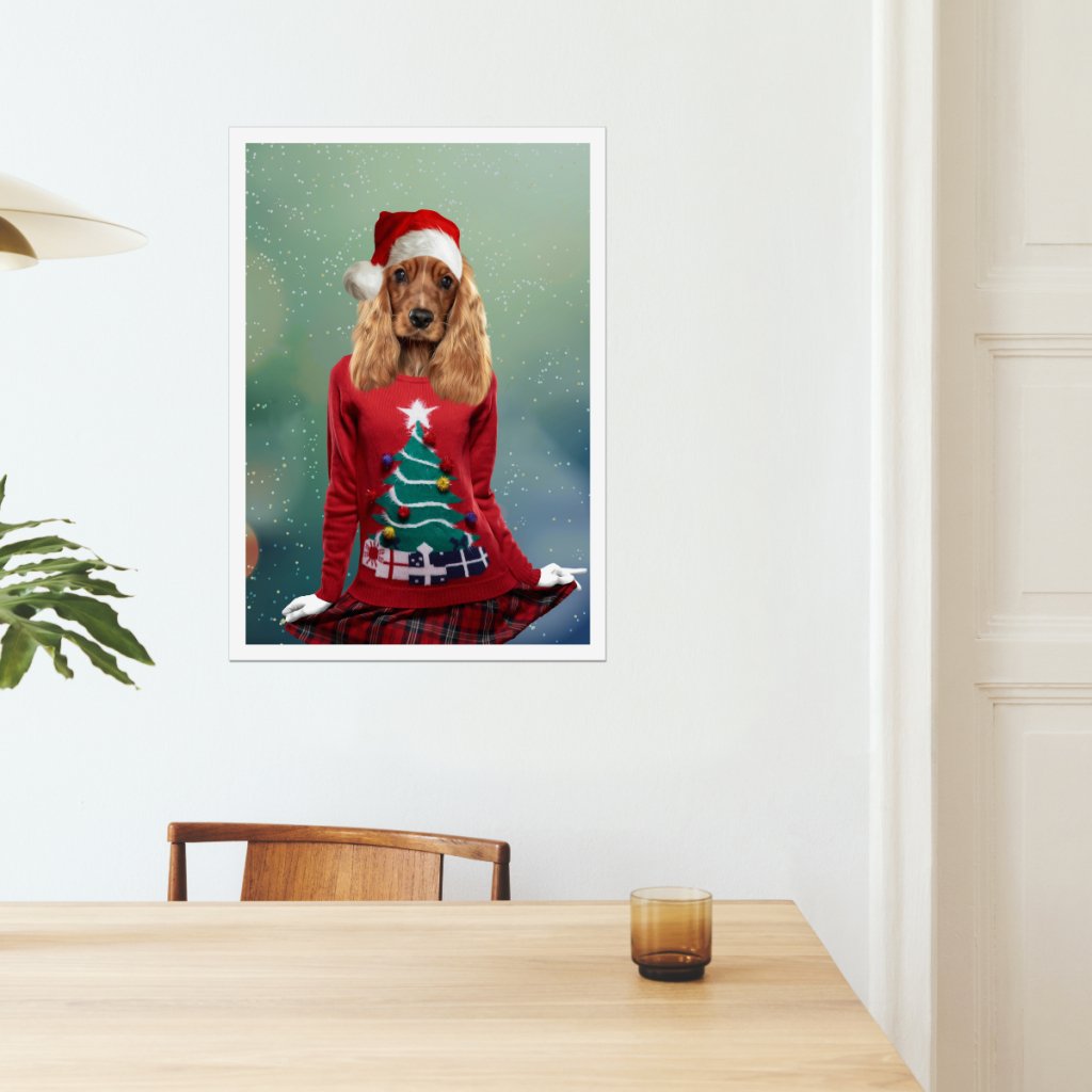 Christmas Jumper Chick: Custom Pet Poster - Paw & Glory - Dog Portraits - Pet Portraits