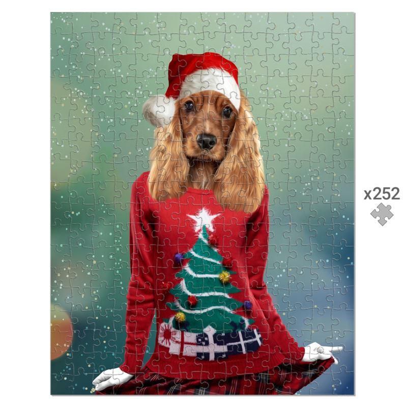 Christmas Jumper Chick: Custom Pet Puzzle - Paw & Glory - Dog Portraits - Pet Portraits