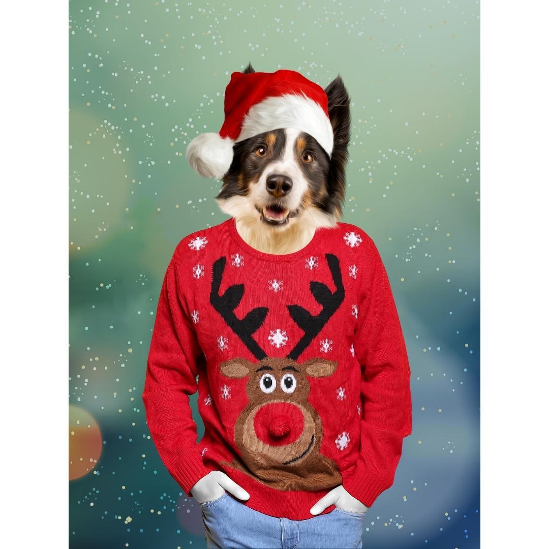 Christmas Jumper Dude: Custom Digital Download Pet Portrait - Paw & Glory - Dog Portraits - Pet Portraits