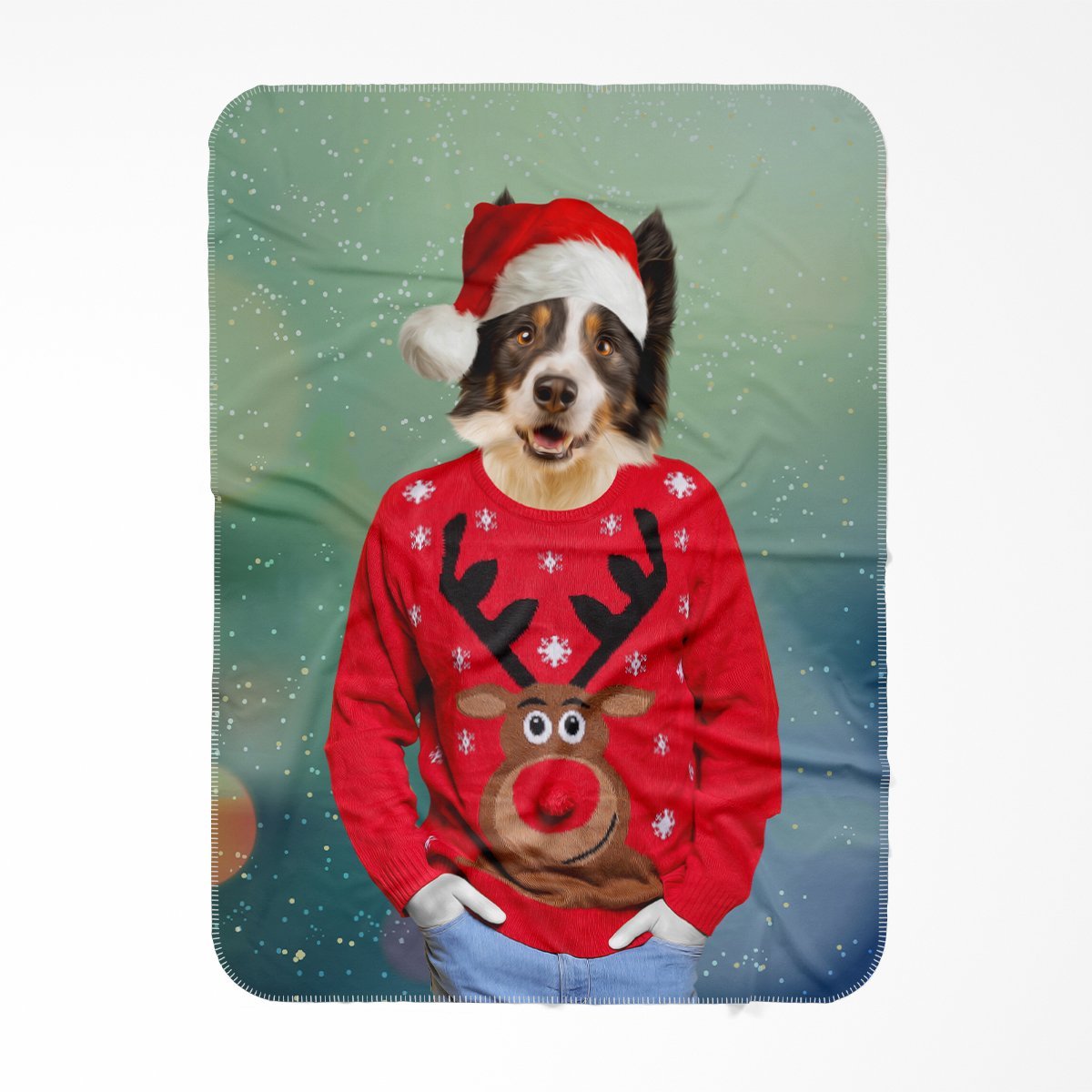 Christmas Jumper Dude: Custom Pet Blanket - Paw & Glory - Dog Portraits - Pet Portraits