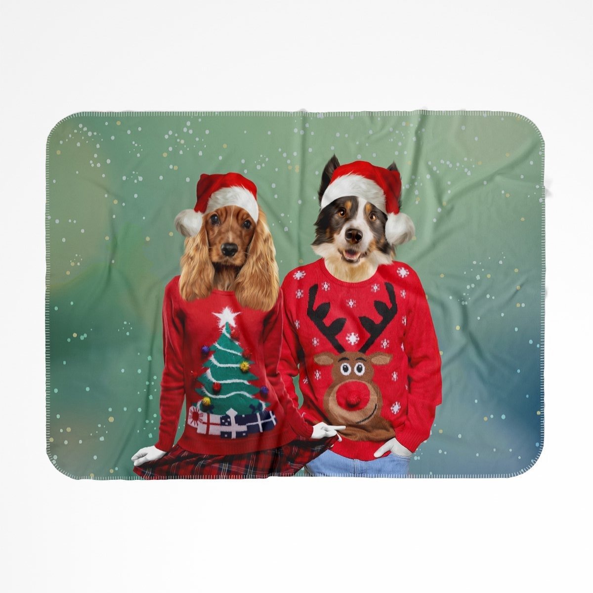 Christmas Jumper Duo: Custom Pet Blanket - Paw & Glory - Dog Portraits - Pet Portraits