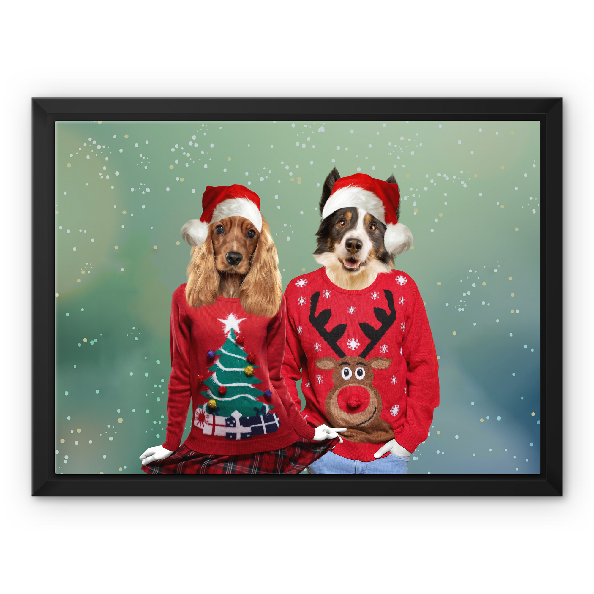 Christmas Jumper Duo: Custom Pet Canvas - Paw & Glory - Dog Portraits - Pet Portraits