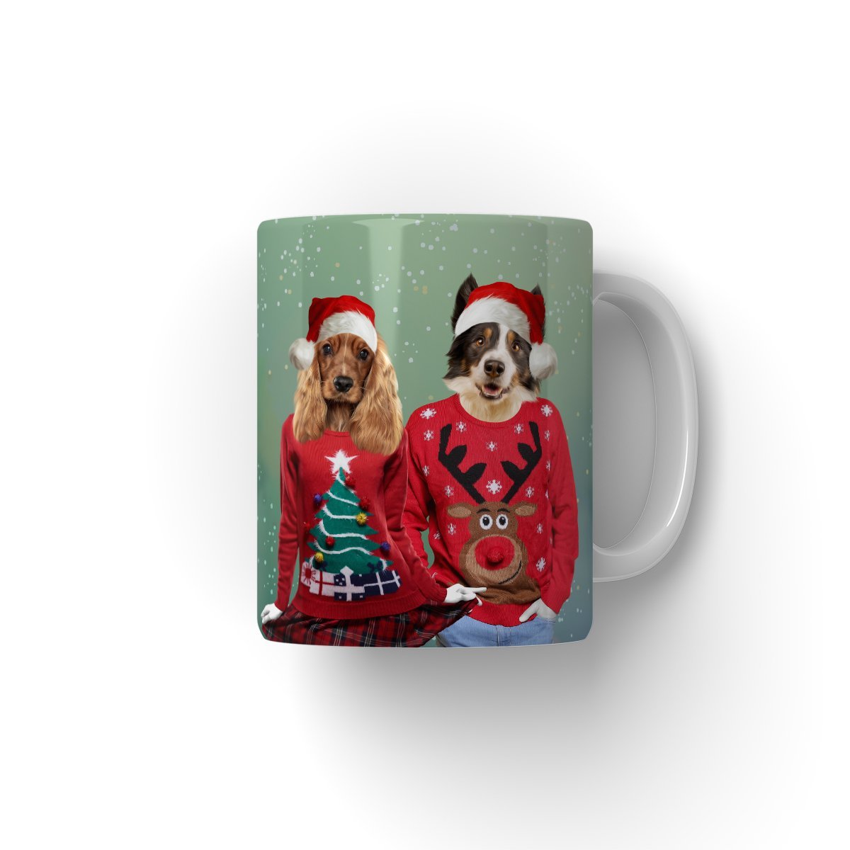 Christmas Jumper Duo: Custom Pet Coffee Mug - Paw & Glory - Dog Portraits - Pet Portraits