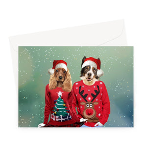 Christmas Jumper Duo: Custom Pet Greeting Card - Paw & Glory - Dog Portraits - Pet Portraits