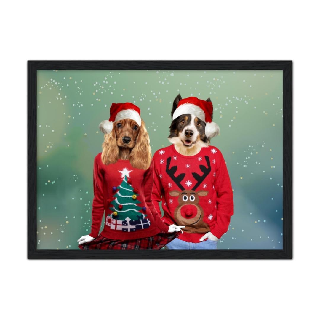 Christmas Jumper Duo: Custom Pet Portrait - Paw & Glory - Dog Portraits - Pet Portraits