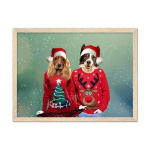 Christmas Jumper Duo: Custom Pet Portrait - Paw & Glory - Dog Portraits - Pet Portraits