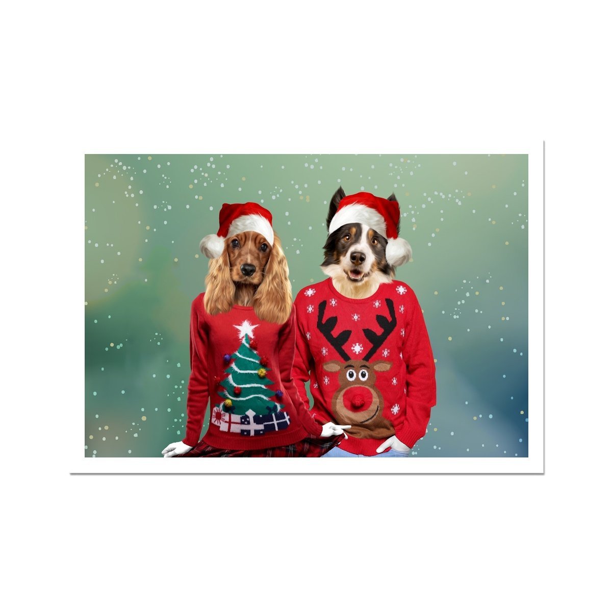 Christmas Jumper Duo: Custom Pet Poster - Paw & Glory - Dog Portraits - Pet Portraits