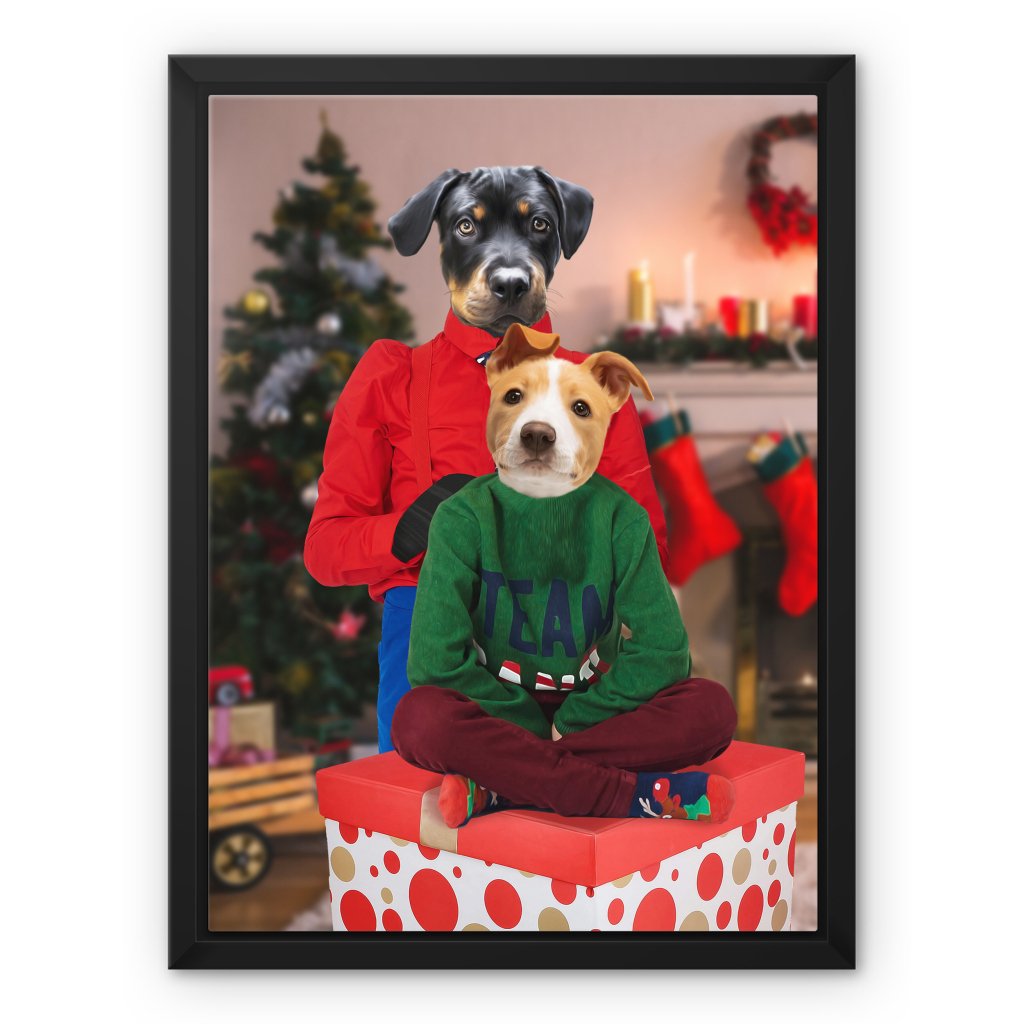 Christmas Mama & Child: Custom Pet Canvas - Paw & Glory - Dog Portraits - Pet Portraits