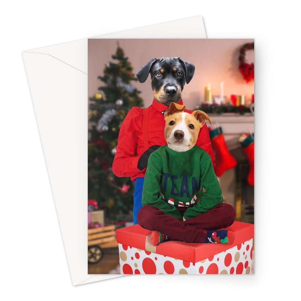 Christmas Mama & Child: Custom Pet Greeting Card - Paw & Glory - Dog Portraits - Pet Portraits