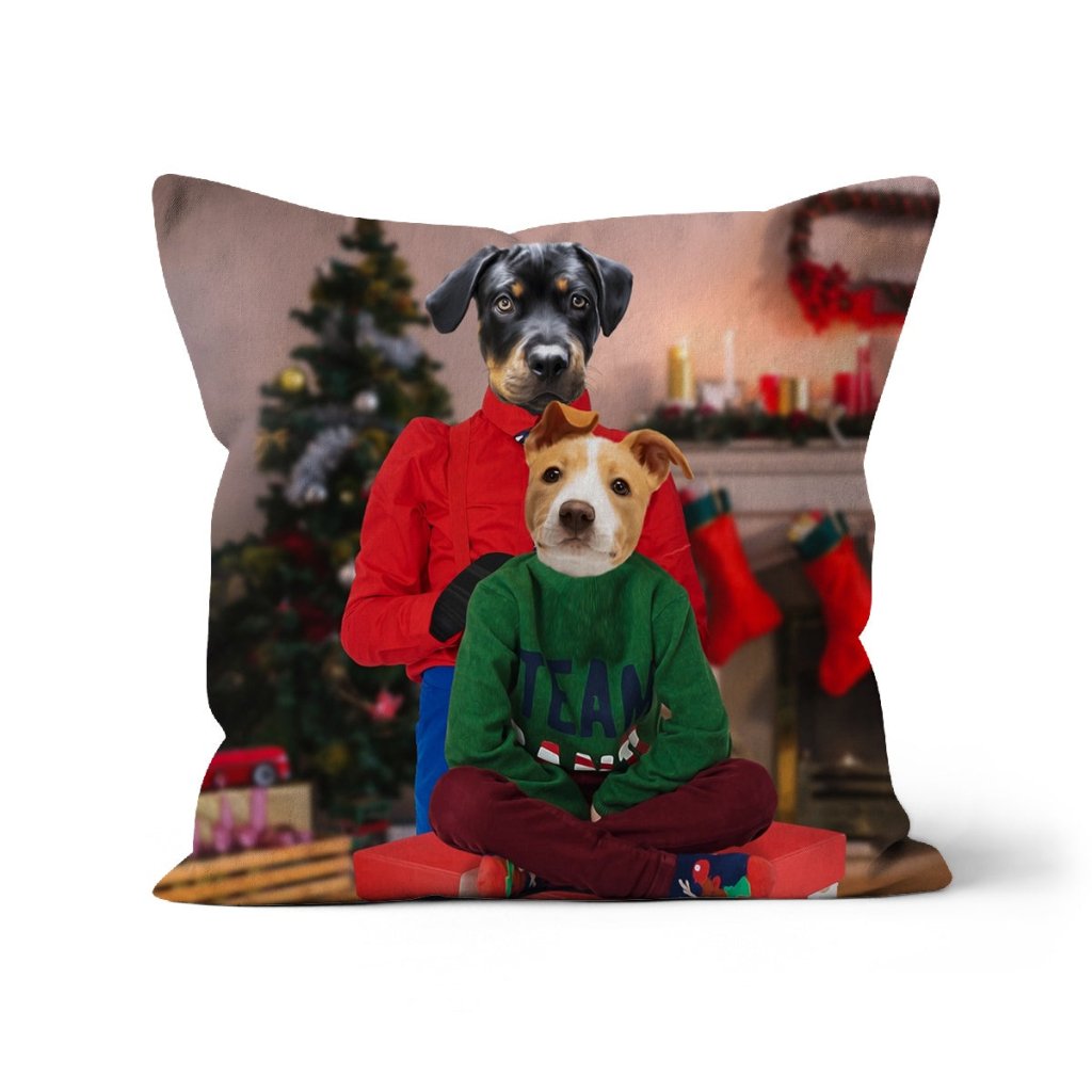 Christmas Mama & Child: Custom Pet Pillow - Paw & Glory - Dog Portraits - Pet Portraits