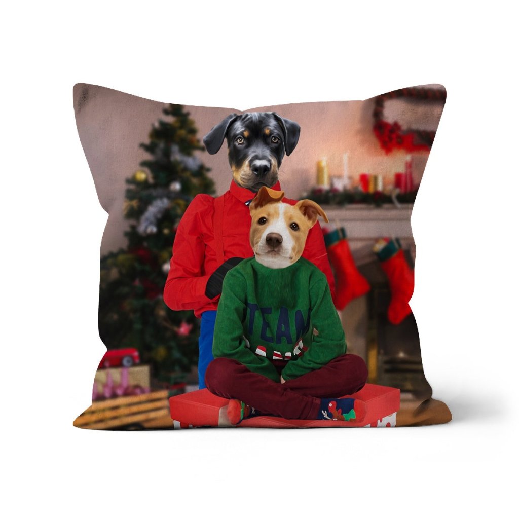 Christmas Mama & Child: Custom Pet Pillow - Paw & Glory - Dog Portraits - Pet Portraits