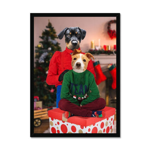 Christmas Mama & Child: Custom Pet Portrait - Paw & Glory - Dog Portraits - Pet Portraits