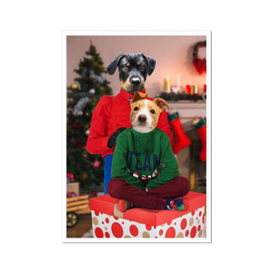 Christmas Mama & Child: Custom Pet Portrait - Paw & Glory - Dog Portraits - Pet Portraits