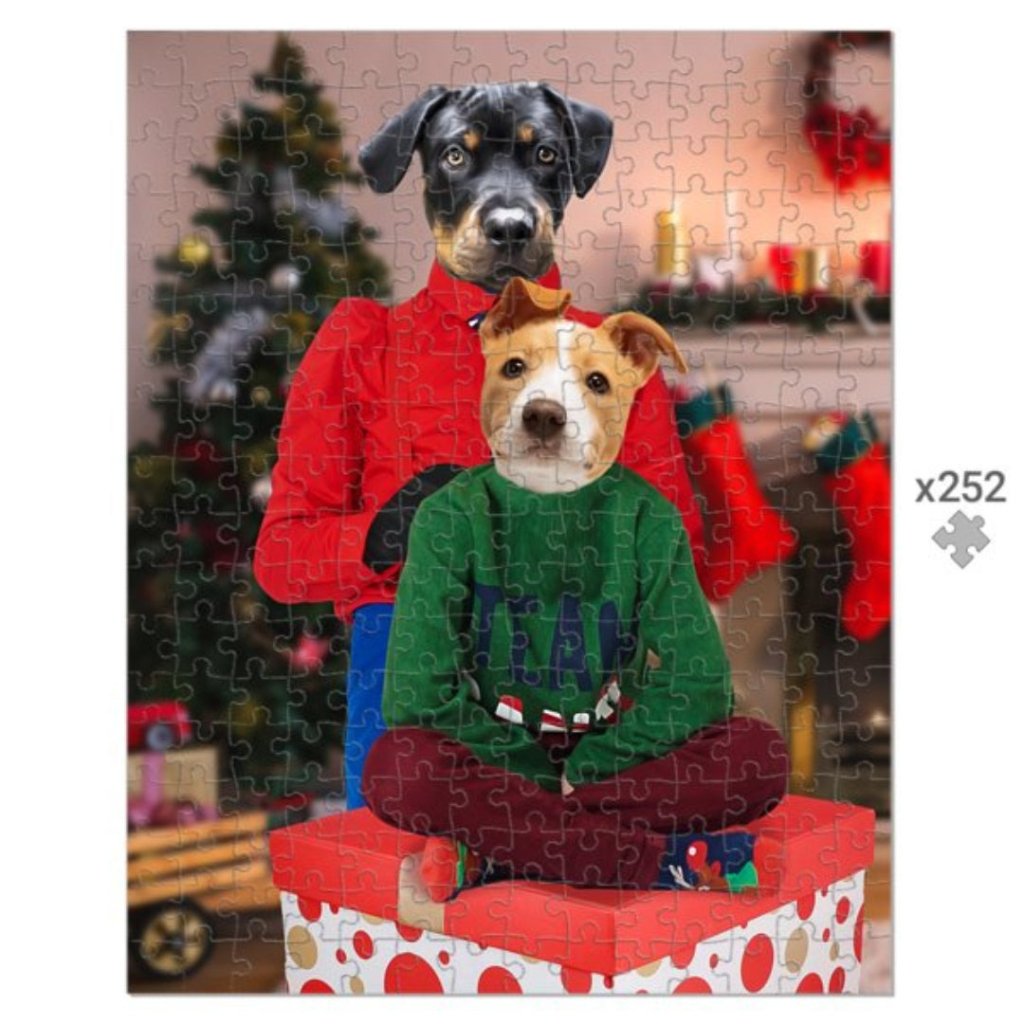 Christmas Mama & Child: Custom Pet Puzzle - Paw & Glory - Dog Portraits - Pet Portraits