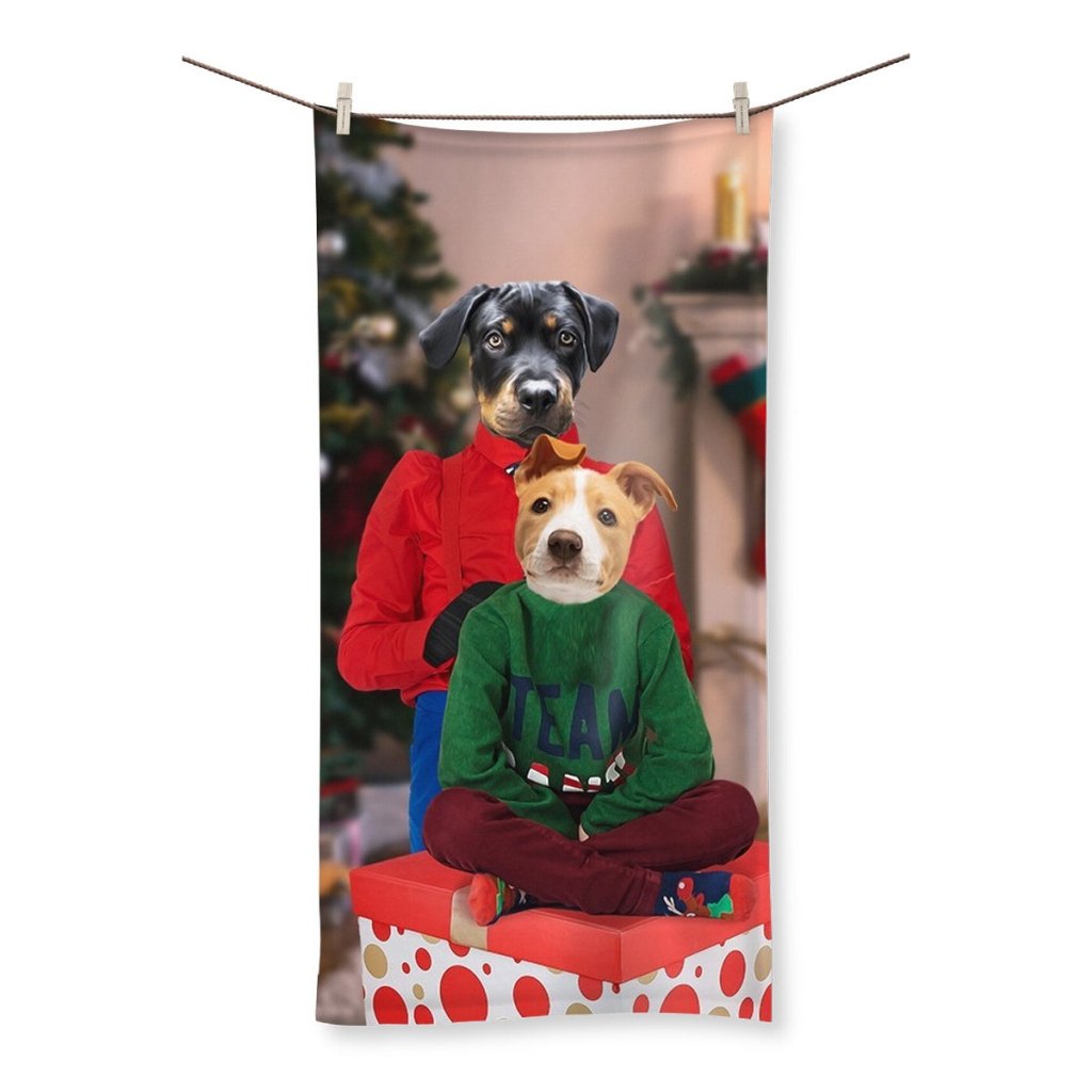 Christmas Mama & Child: Custom Pet Towel - Paw & Glory - Dog Portraits - Pet Portraits