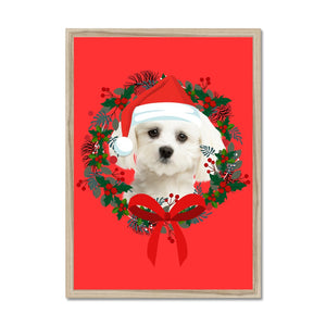 Christmas Wreath: Custom Minimalist Pet Portrait - Paw & Glory - Dog Portraits - Pet Portraits