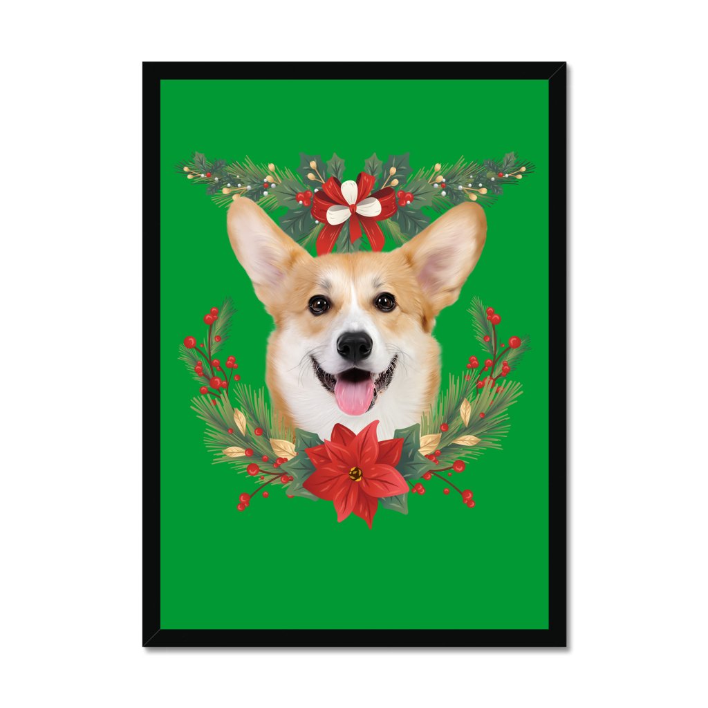 Christmas Wreath: Custom Minimalist Pet Portrait - Paw & Glory - Dog Portraits - Pet Portraits