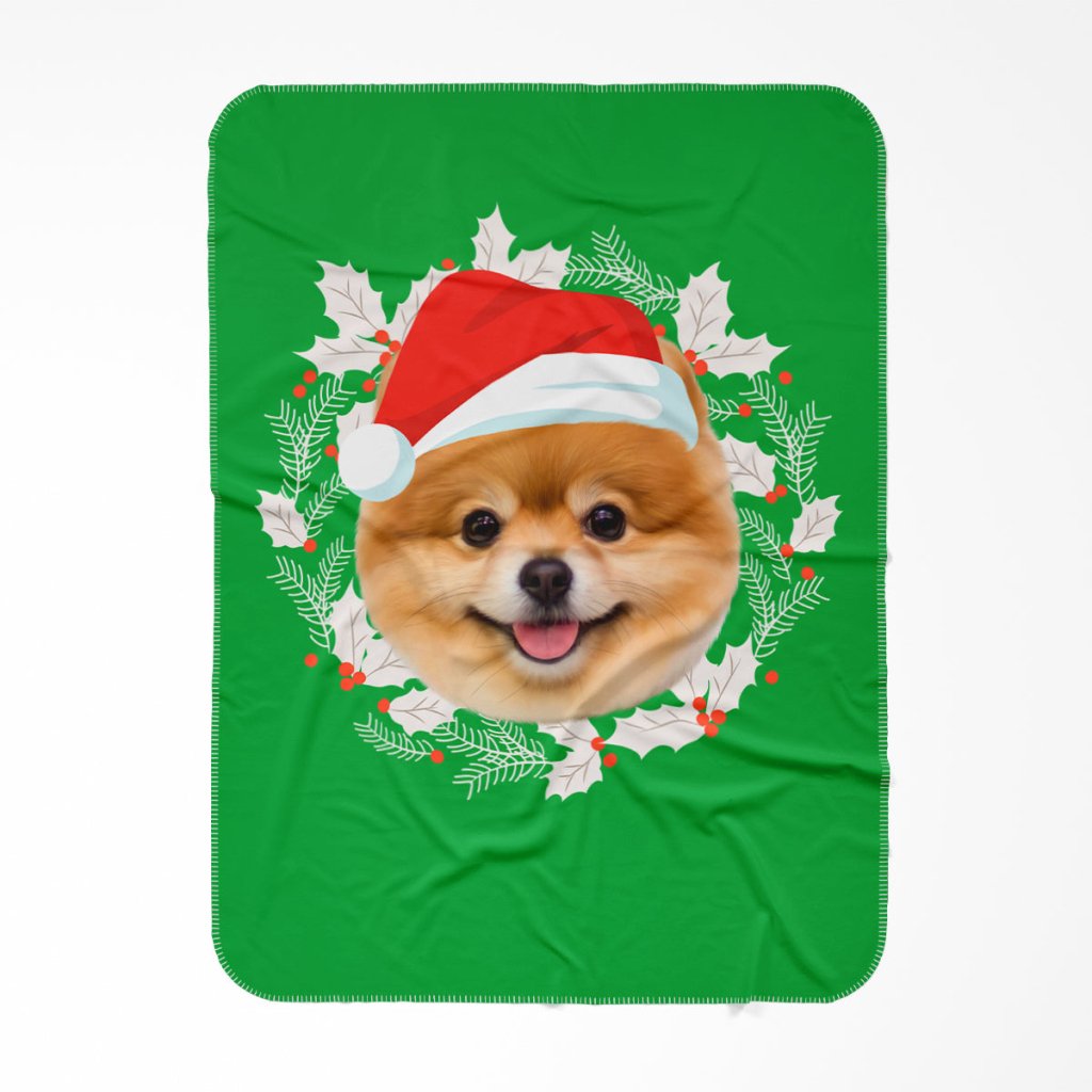 Christmas Wreath: Minimalist Custom Pet Blanket - Paw & Glory - Dog Portraits - Pet Portraits