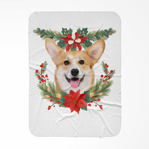 Christmas Wreath: Minimalist Custom Pet Blanket - Paw & Glory - Dog Portraits - Pet Portraits