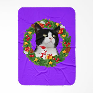 Christmas Wreath: Minimalist Custom Pet Blanket - Paw & Glory - Dog Portraits - Pet Portraits