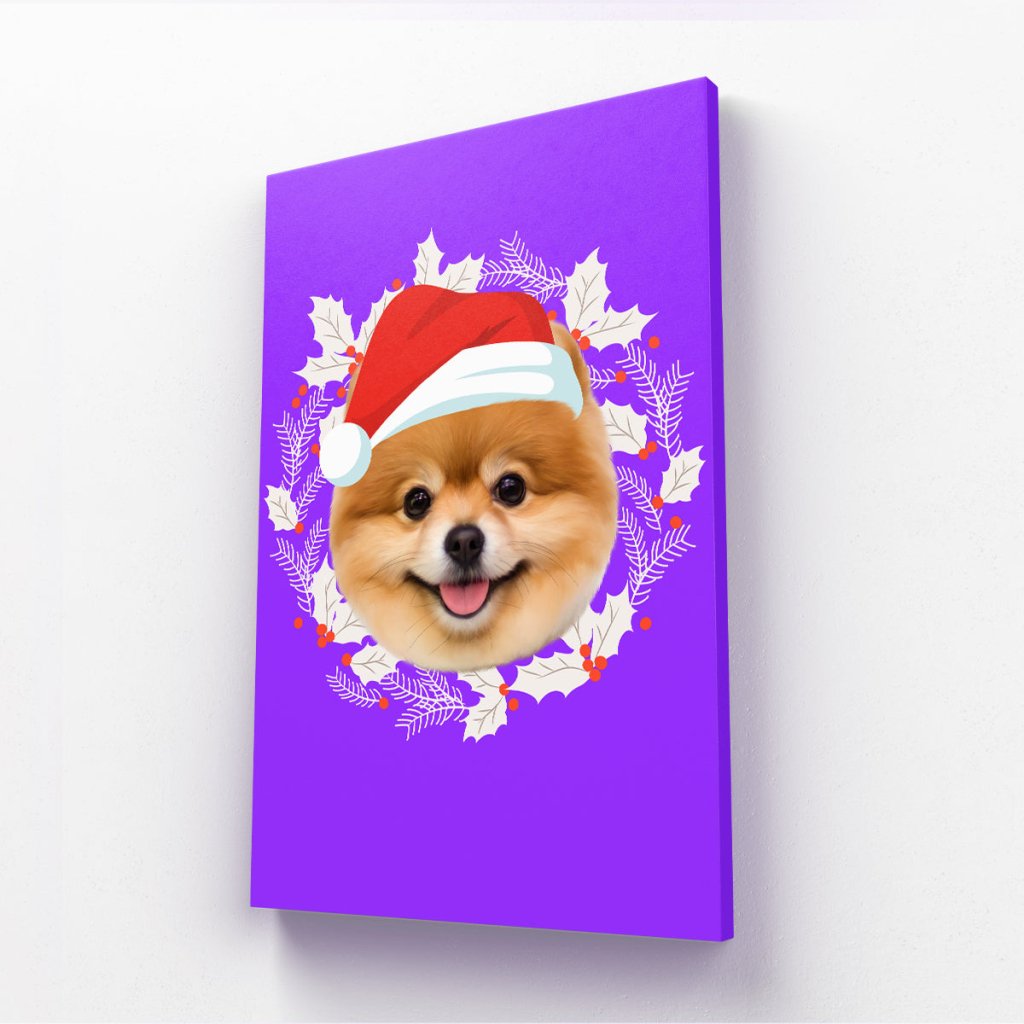 Christmas Wreath: Minimalist Custom Pet Canvas - Paw & Glory - Dog Portraits - Pet Portraits