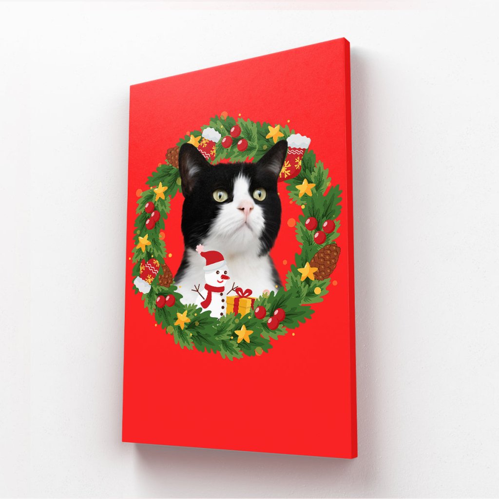 Christmas Wreath: Minimalist Custom Pet Canvas - Paw & Glory - Dog Portraits - Pet Portraits