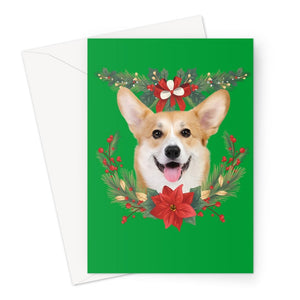 Christmas Wreath: Minimalist Custom Pet Greeting Card - Paw & Glory - Dog Portraits - Pet Portraits