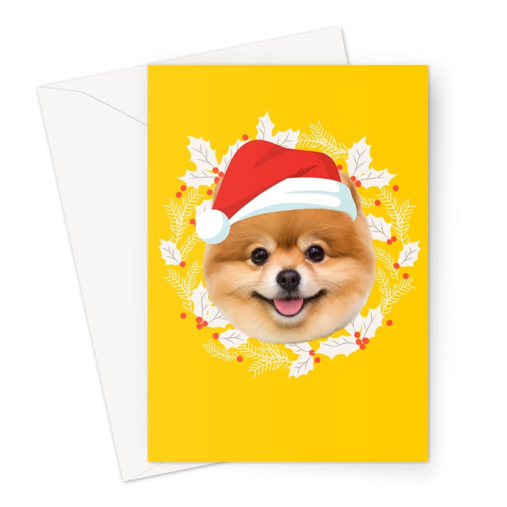 Christmas Wreath: Minimalist Custom Pet Greeting Card - Paw & Glory - Dog Portraits - Pet Portraits