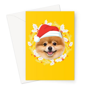 Christmas Wreath: Minimalist Custom Pet Greeting Card - Paw & Glory - Dog Portraits - Pet Portraits