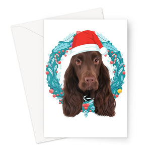 Christmas Wreath: Minimalist Custom Pet Greeting Card - Paw & Glory - Dog Portraits - Pet Portraits