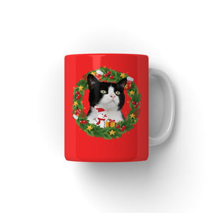 Christmas Wreath: Minimalist Custom Pet Mug - Paw & Glory - Dog Portraits - Pet Portraits