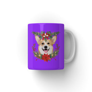 Christmas Wreath: Minimalist Custom Pet Mug - Paw & Glory - Dog Portraits - Pet Portraits