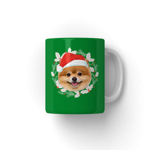 Christmas Wreath: Minimalist Custom Pet Mug - Paw & Glory - Dog Portraits - Pet Portraits