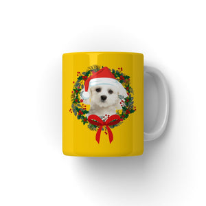 Christmas Wreath: Minimalist Custom Pet Mug - Paw & Glory - Dog Portraits - Pet Portraits