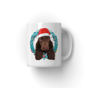 Christmas Wreath: Minimalist Custom Pet Mug - Paw & Glory - Dog Portraits - Pet Portraits