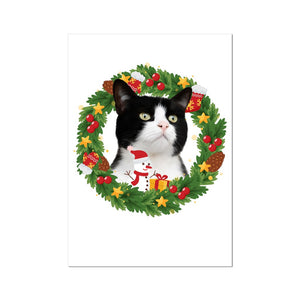 Christmas Wreath: Minimalist Custom Pet Poster - Paw & Glory - Dog Portraits - Pet Portraits