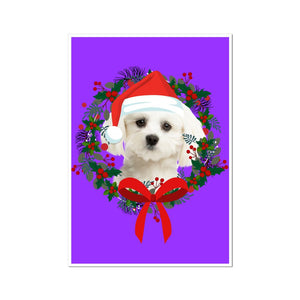 Christmas Wreath: Minimalist Custom Pet Poster - Paw & Glory - Dog Portraits - Pet Portraits