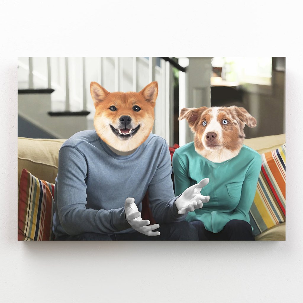 Claire & Phil (Modern Family Inspired): Custom Pet Canvas - Paw & Glory - Dog Portraits - Pet Portraits