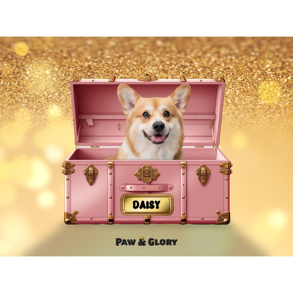 Cotton candy pink Luxury Trunk: Custom Digital Download Pet Portrait - Paw & Glory - Dog Portraits - Pet Portraits